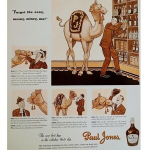 1941‎ Camel and Blindfolded Man Eeny Meeny Paul Jones Whiskey Orig Vtg PRINT AD